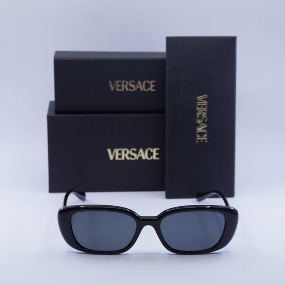 Versace VE4504D GB1/87 Sunglasses Shiny Black Rectangle Frame, Grey Lenses - Picture 10 of 10